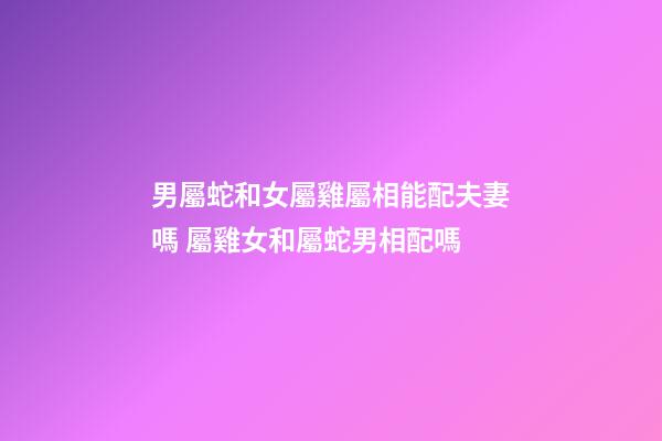 男屬蛇和女屬雞屬相能配夫妻嗎 屬雞女和屬蛇男相配嗎
